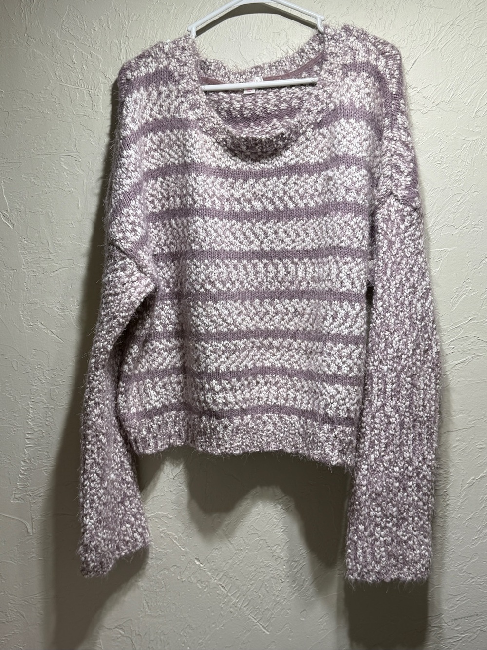 Xhilaration Mauve/Cream Striped Crop Sweater Size XXL